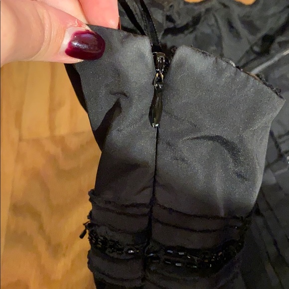 BCBGMaxAzria taffeta beaded dress in black sz 4 - Picture 7 of 9